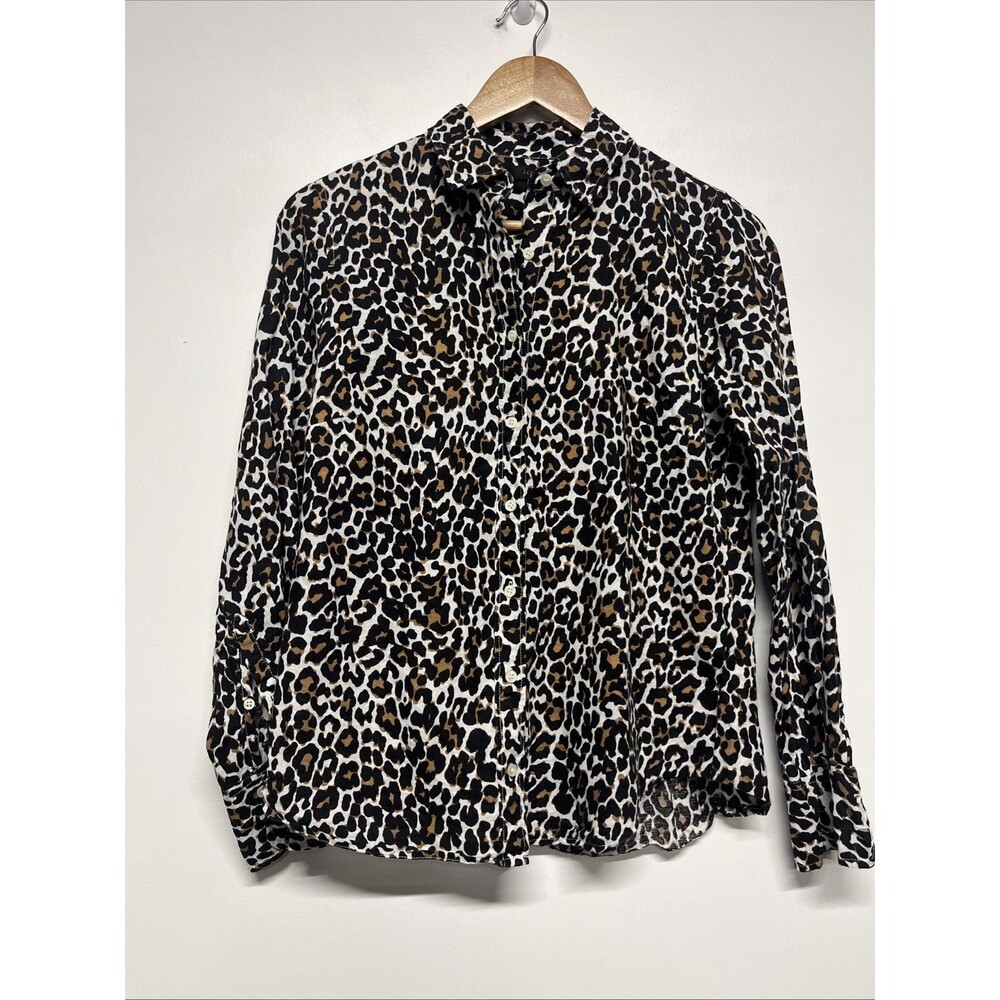 J. Crew Shirt‎ Women’s Size 6 Button Down Leopard Print Long Sleeve